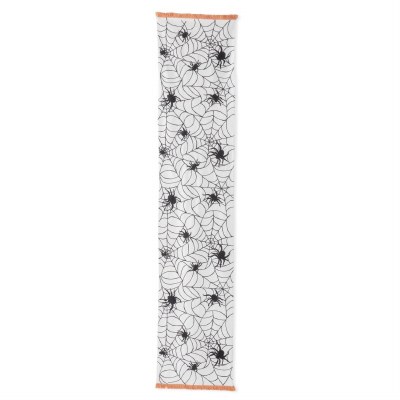 72" Black Spider Web Table Runner