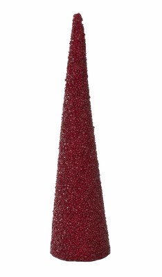 20" Red Beaded Cone Tree