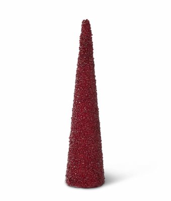 16" Red Beaded Cone Tree