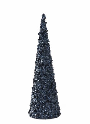 18" Dark Blue Beaded Cone Tree