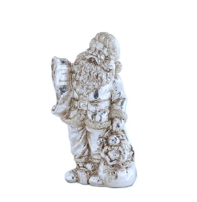 11" Antiqued Silver Santa With List