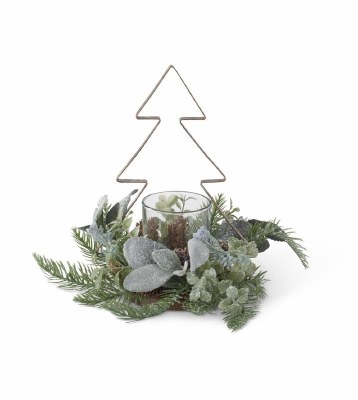 9.5" Tree Votive Mixed Pine Centerpiece