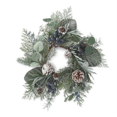3" Faux Mixed Frost Pine Candle Ring