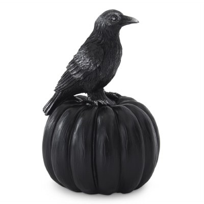 8" Black Crow on Pumpkin