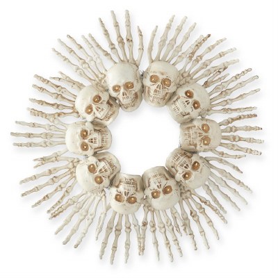 22" LED Skull and Bone Wreath