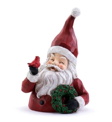 10" Red Santa With Cardinal