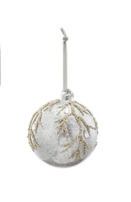5" Silver Branch Ball Glass Ornament