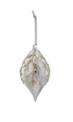 6.25" Silver Branch Diamond Glass Ornament