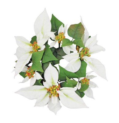 3" White Poinsettia Candle Ring