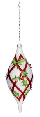 4" Holly Grid Diamond Ornament