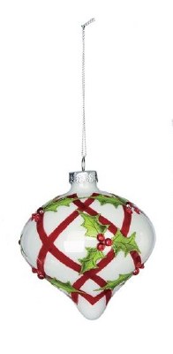 3" Holly Grid Onion Ornament