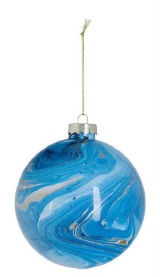 4.7" Blue Swirl Ball Glass Ornament
