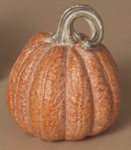 4" Dark Orange Polyresin Pumpkin Figurine