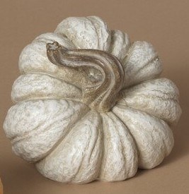 4" White Polyresin Pumpkin Figurine