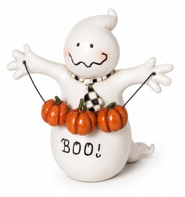 4" White "BOO" Polyresin Ghost Figurine