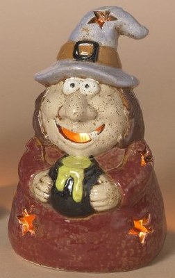 6" Red Witch Ceramic Tealight Holder
