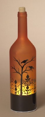 13" LED Orange Halloween Scene Bottle