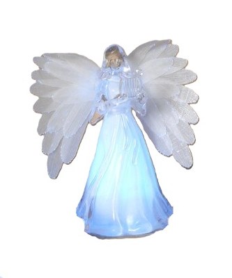 5" LED Angel With Harp Figurine