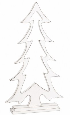 18" Distressed White Flat Openwork Wood Chistmas Tree Figurine