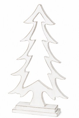 15" Distressed White Flat Wood Tree