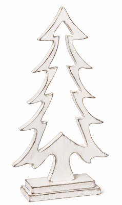 11.5" Distressed White Flat Wood Tree