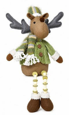 16" Moose Wearing a Dark Green Coat Plush