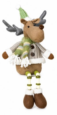 16" Moose Wearing a Gray Coat Plush