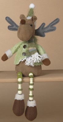 16" Moose Wearing a Light Green Coat Plush