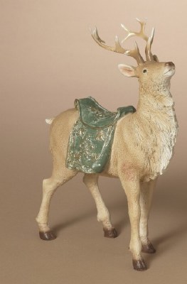 9" Green and Brown Reindeer Standing Polyresin Statue