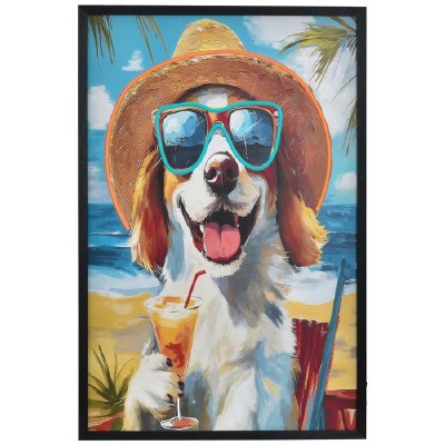 36" x 24" LED Dog Beach Framed Plaque