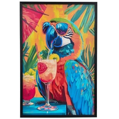 36" x 24" LED Parrot With Drink Framed Plaque