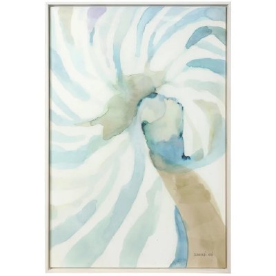 61" x 41" Blue Nautilus Framed Coastal Canvas