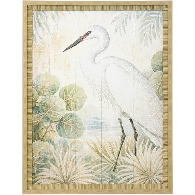 44" x 34" Heron 2 Framed Coastal Canvas