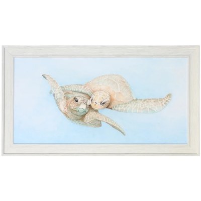 31" x 55" Two Sea Turtles Framed Print Under Glass
