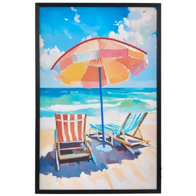 36" x 24" LED Beach Chairs Framed Plaque