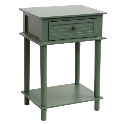 18" Green One Drawer and One Shelf End Table