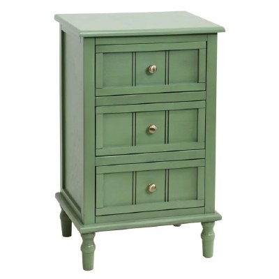 16" Green Three Drawer Chest Table