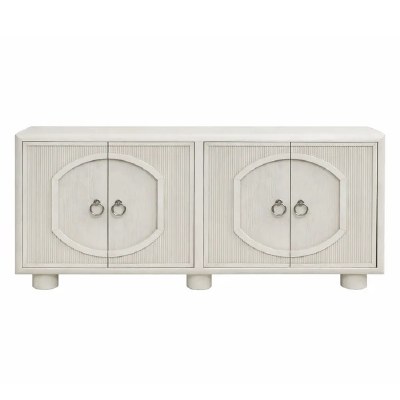 69" White Four Ribbed Door Credenza