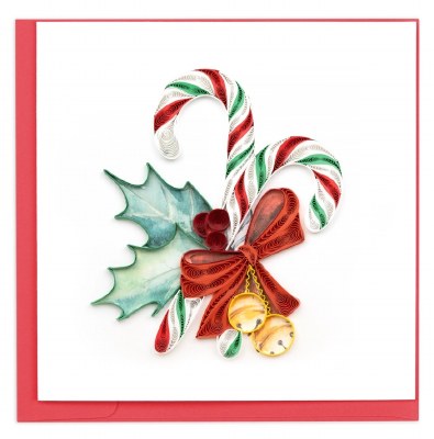 6" x 6" Candy Cane Quilling Christmas Card