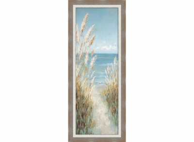 40" x 16" Sea Oats 1 Gel Textured Coastal Print in a Brown Wood Frame
