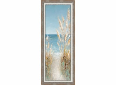 40" x 16" Sea Oats 2 Gel Textured Coastal Print in a Brown Wood Frame