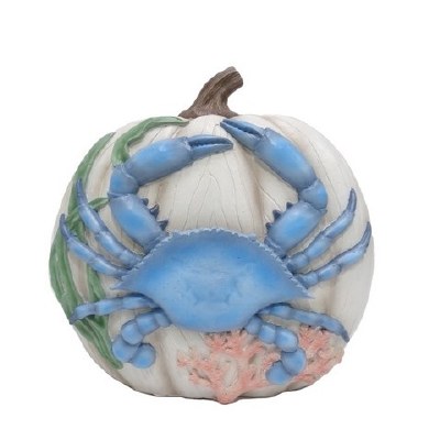 10" Blue Crab on White Pumpkin