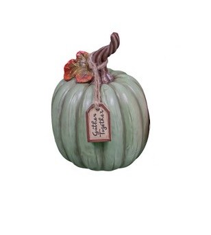 4" Green Pumpkin With "Gather Together" Tag