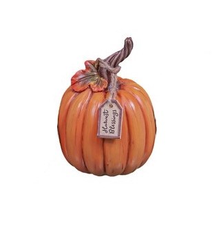 4" Orange Pumpkin With "Harvest Blessings" Tag