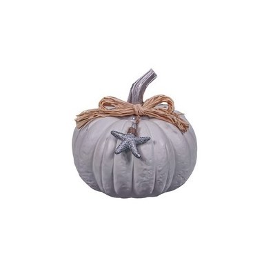 7" White Pumpkin With Starfish