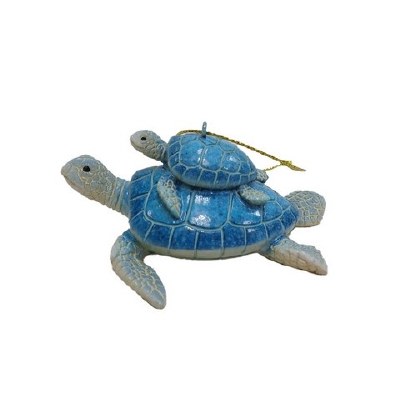 3.5" Blue Turtle With Baby Polyresin Ornament