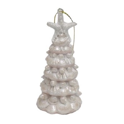 4" Iridescent White Shell Tree Polyresin Ornament