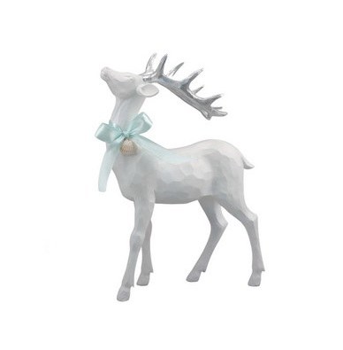 9.5" White and Silver Standing Polyresin Deer