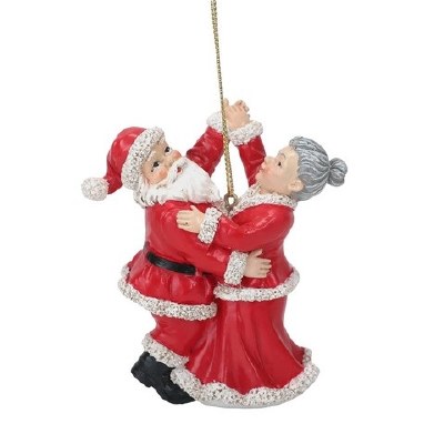 4.5" Red Mr. and Mrs. Claus Dancing Ornament