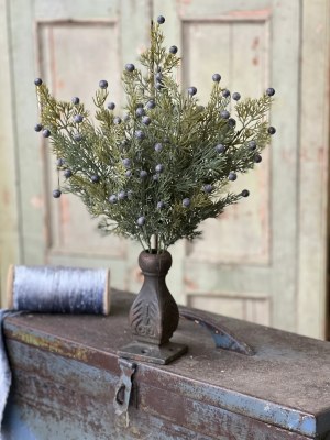 18" Faux Blueberries and Pine Bush
